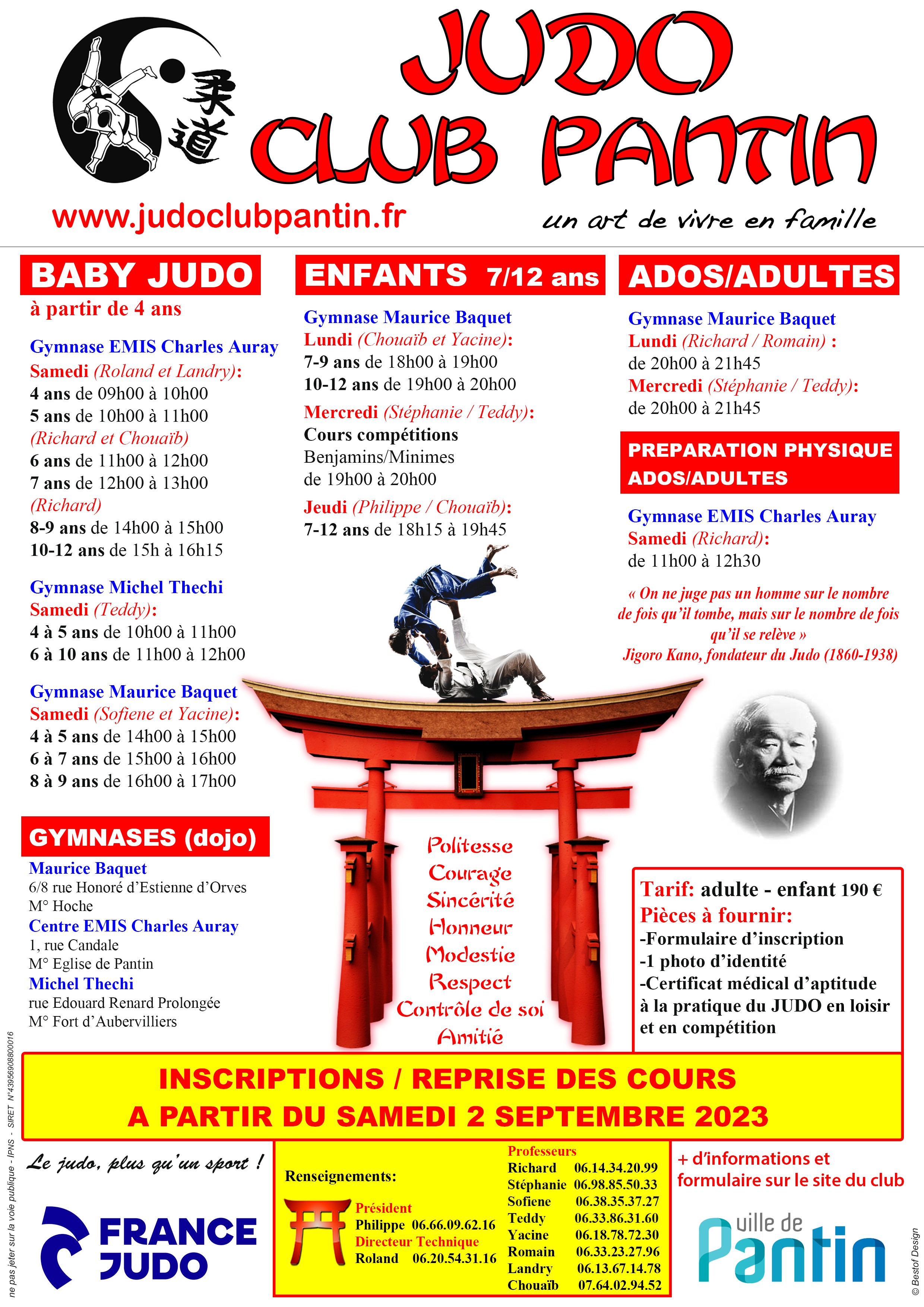 Recto affiche a4 judo club pantin 2023 2024