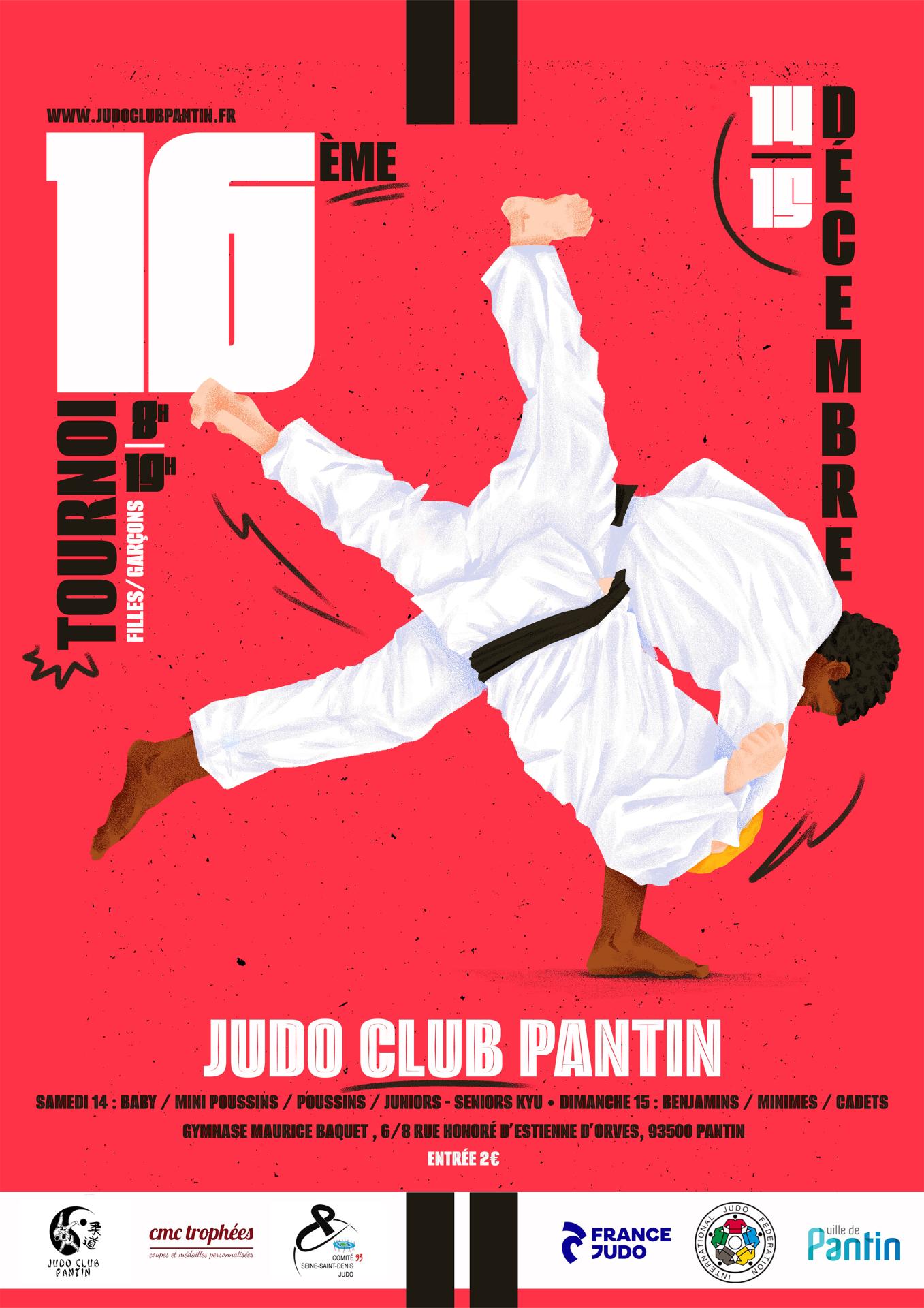 Affiche a4 16e me tournoi judo club pantin 2024
