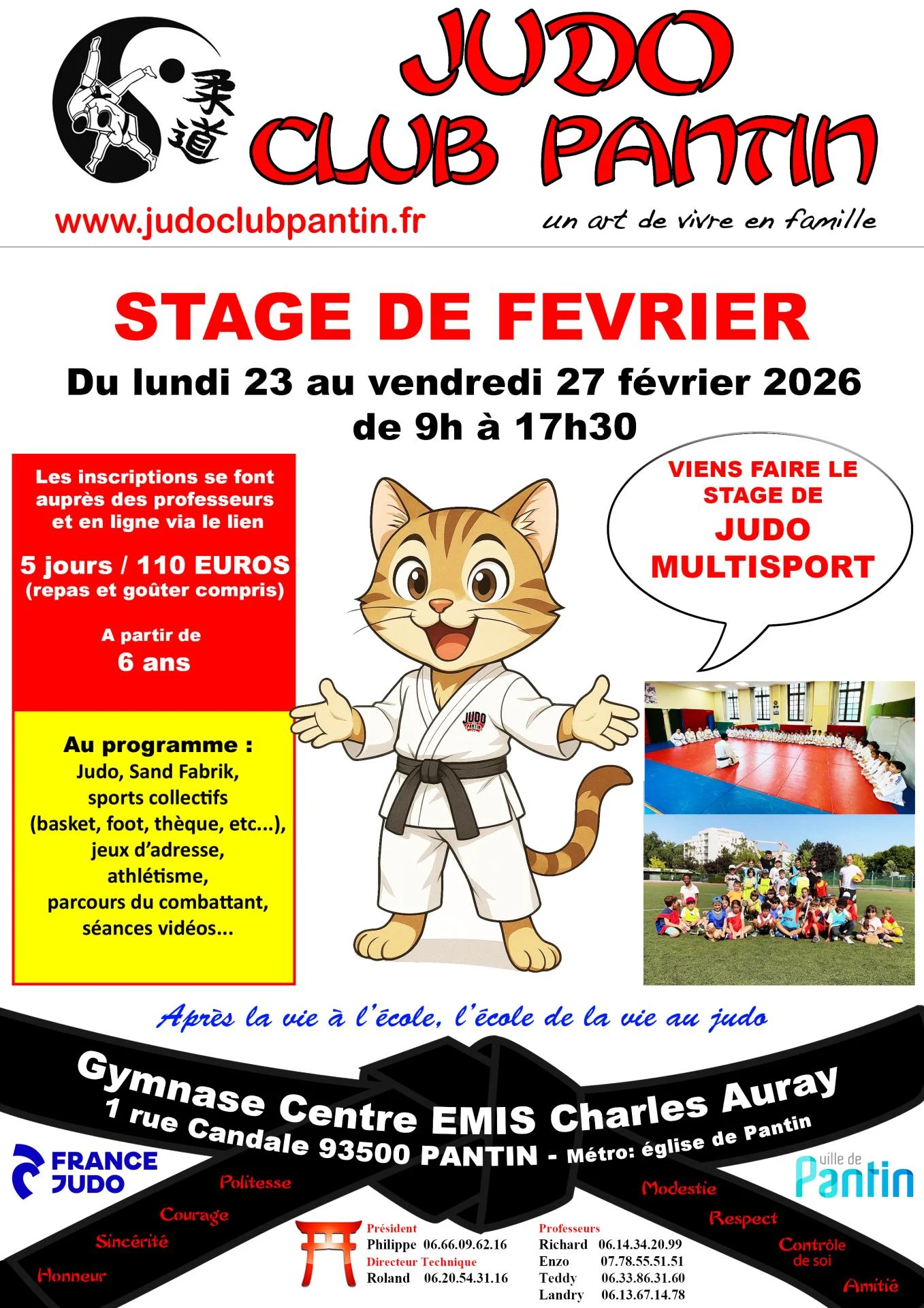 Affiche a4 stage fevrier 2026