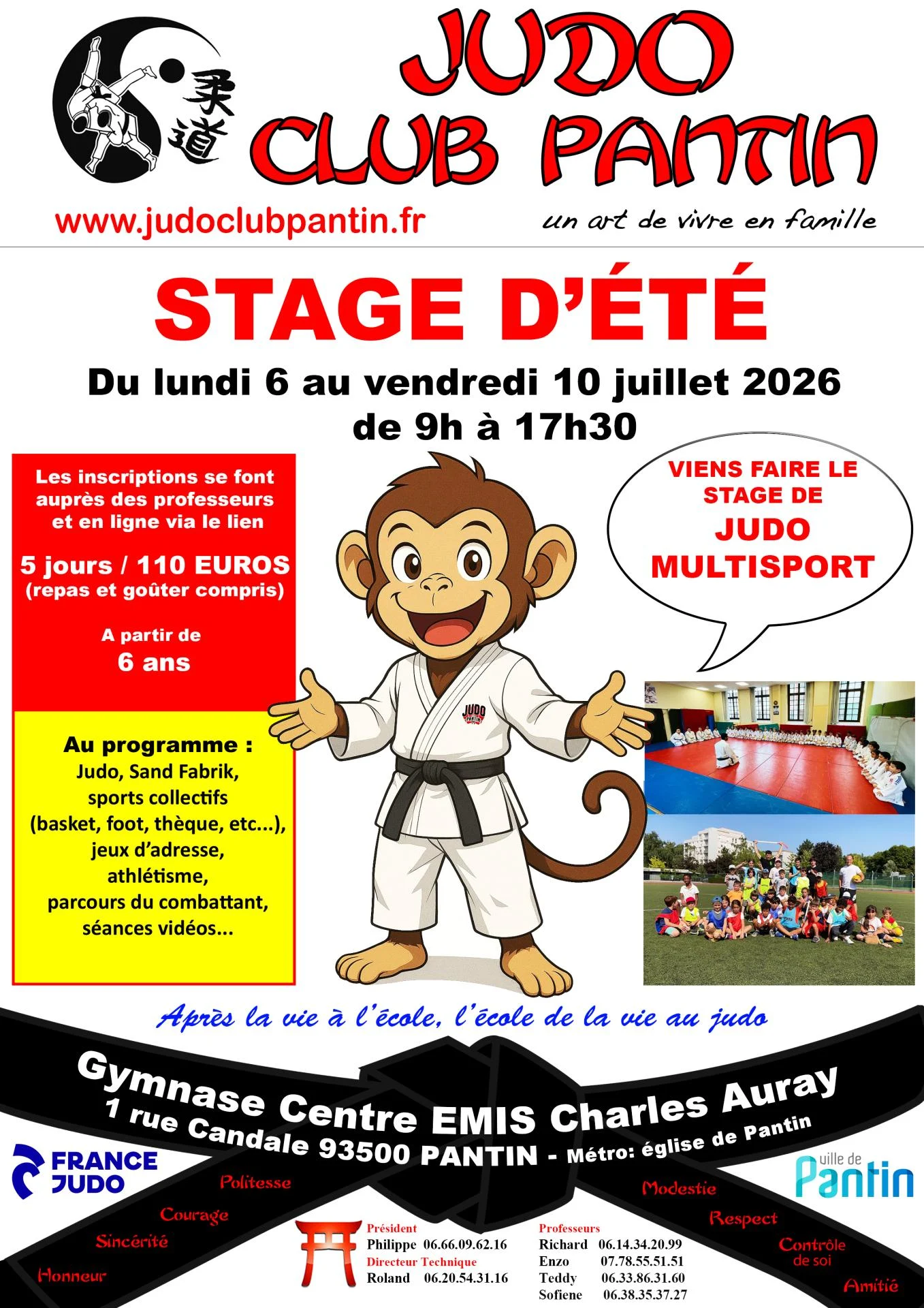 Affiche A4 stage été 2026