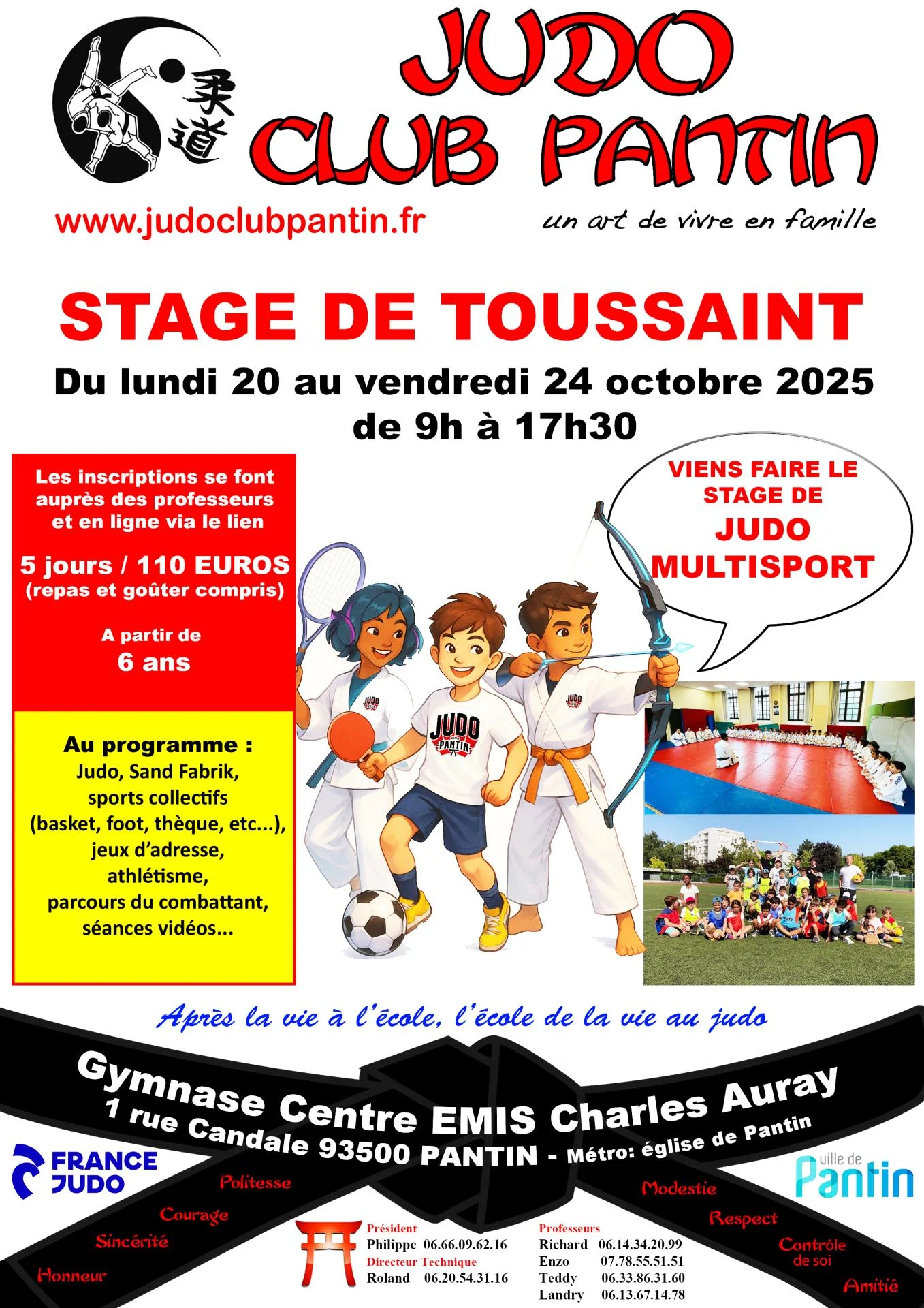 Affiche a4 stage toussaint 2025