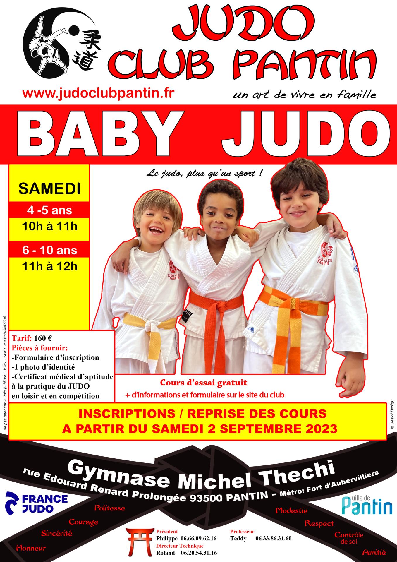 Recto affiche a4 baby judo thechi 2023 2024
