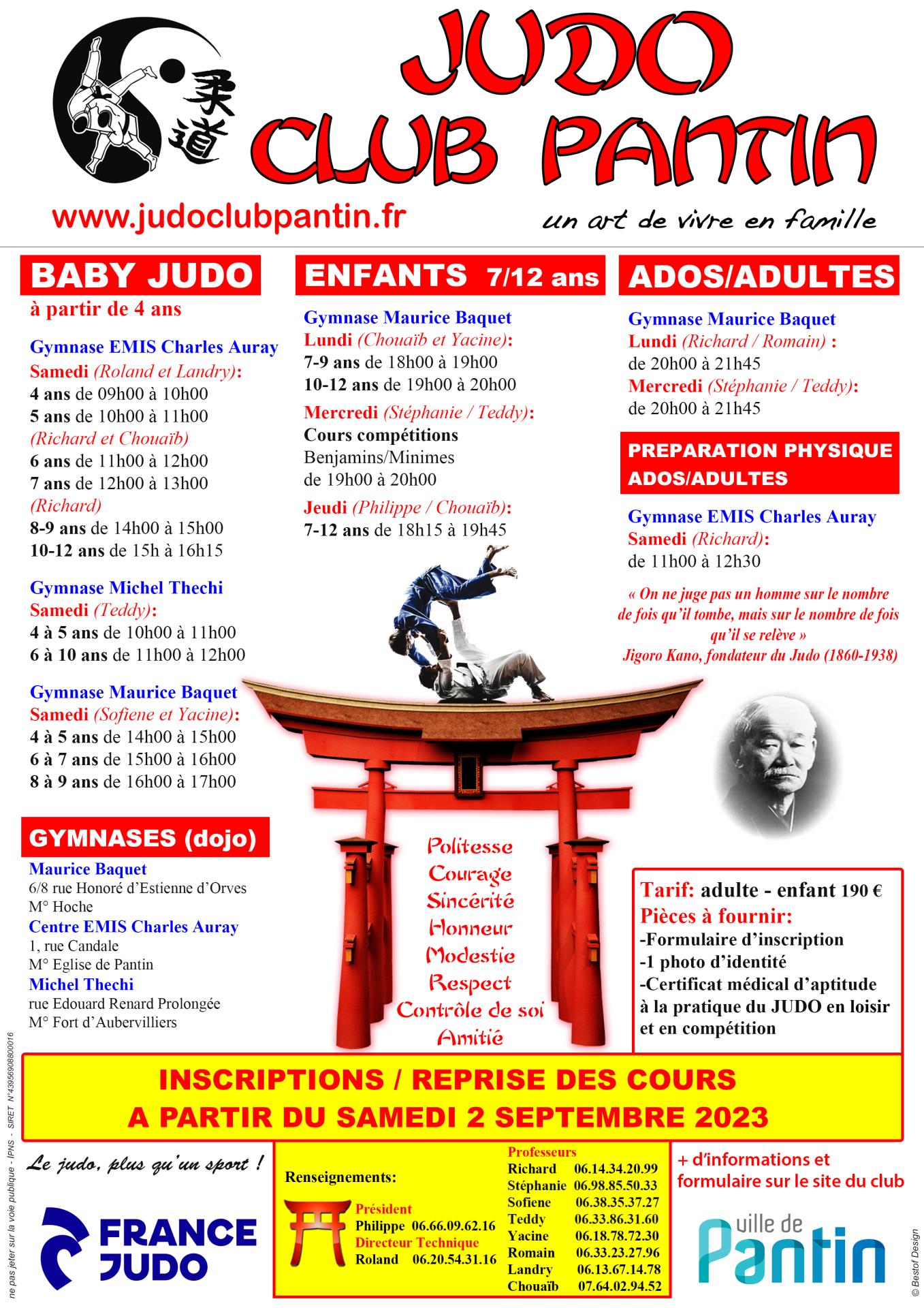 Recto affiche a4 judo club pantin 2023 2024