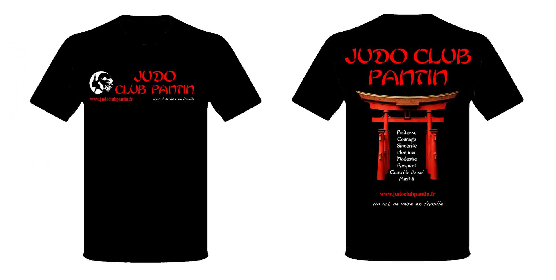 Tshirt judo club pantin noir porte tori